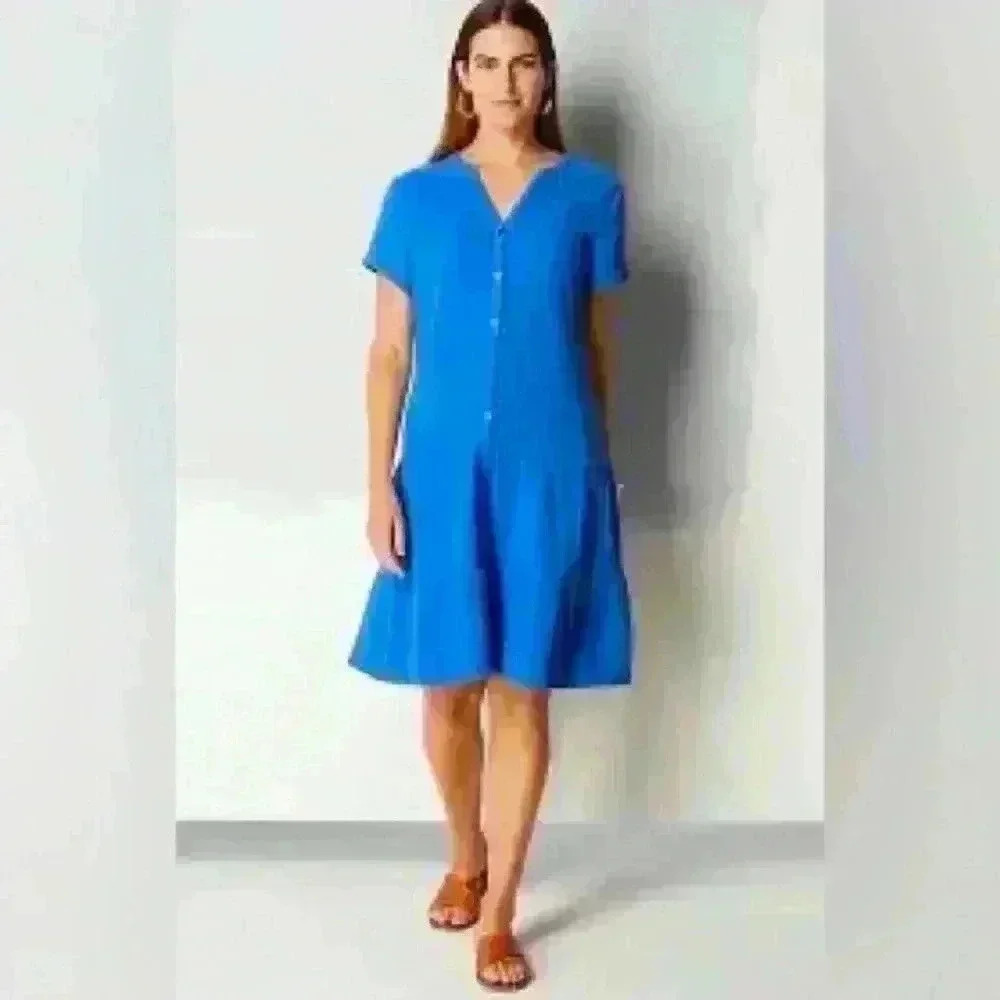 J. Jill Bright Blue Short-Sleeve Midi Dress
